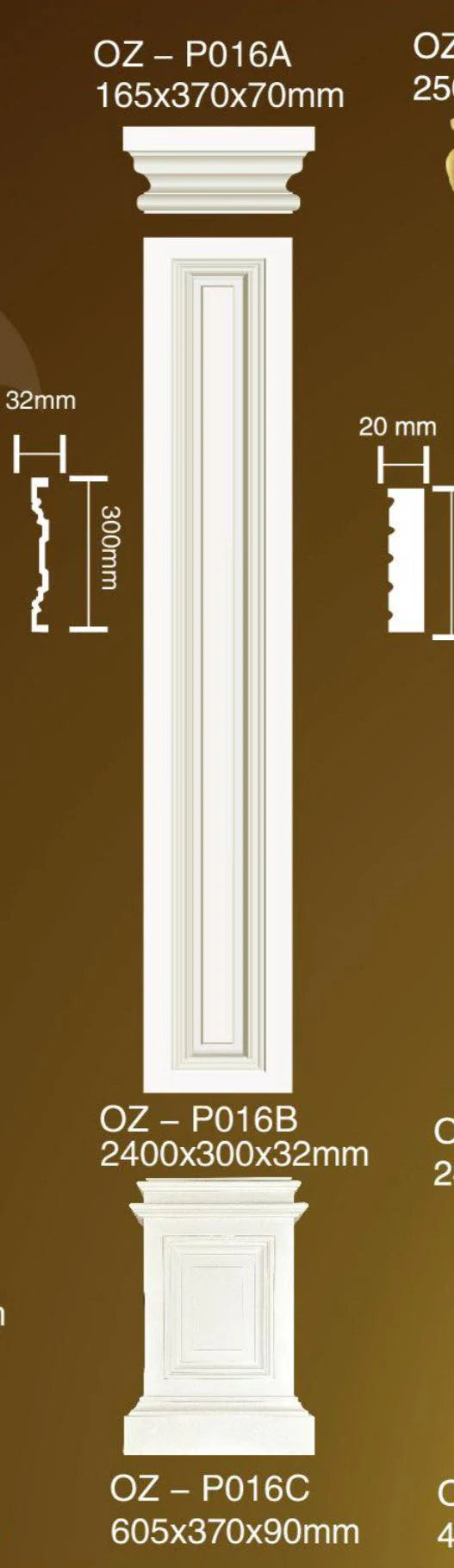 Poliuretán dekoratív pilaszter P016