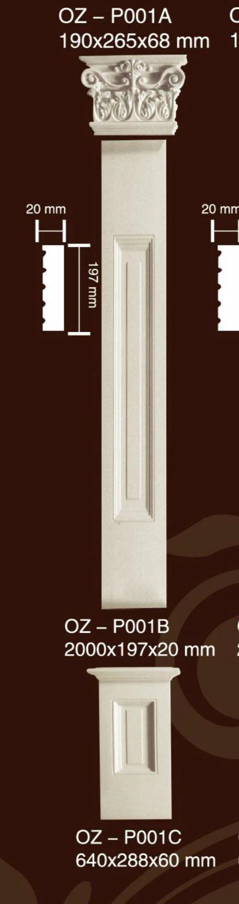 Poliuretán dekoratív pilaszter P001